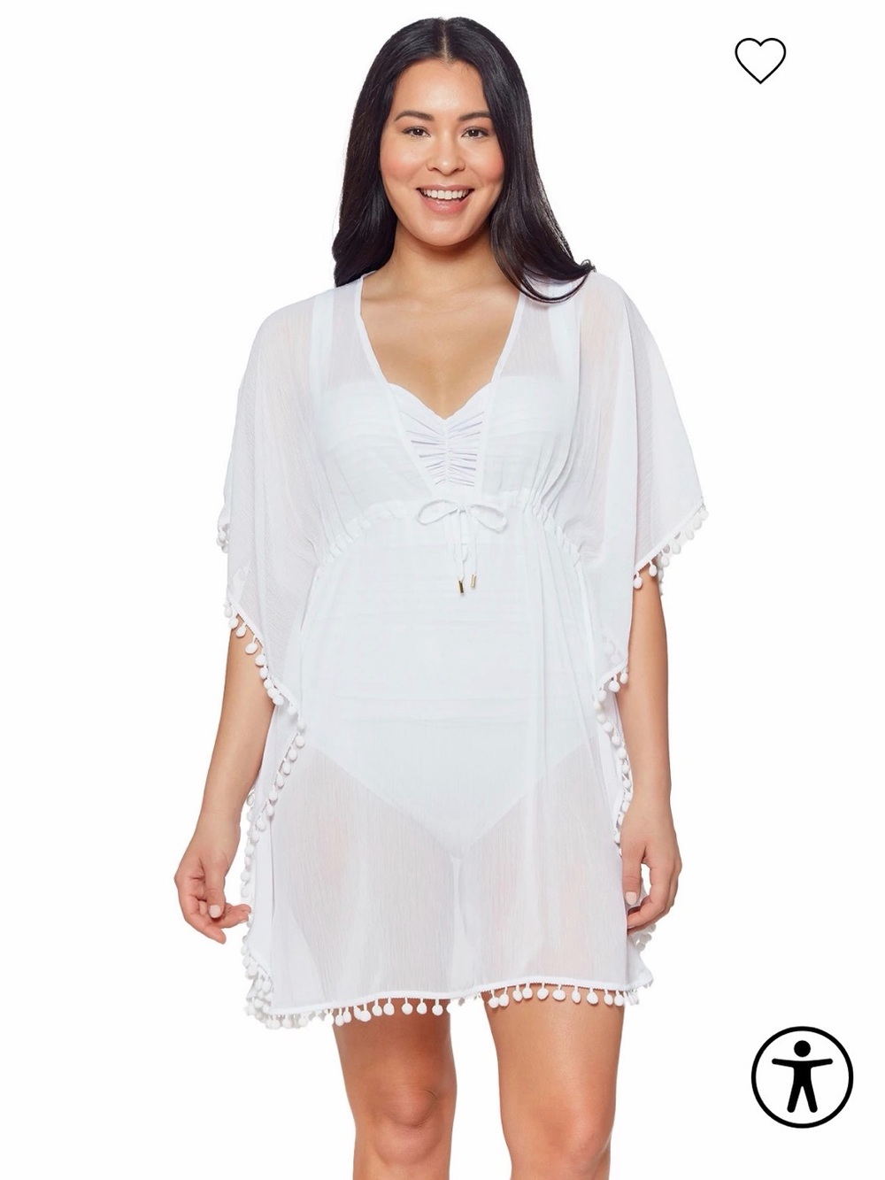 BLEU by Rod Beattie Caftan Style Tunic White Cover Up